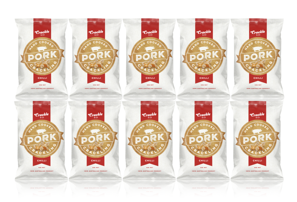 Pork Crackling - Chilli - 30g x 10 - Crackle & Co