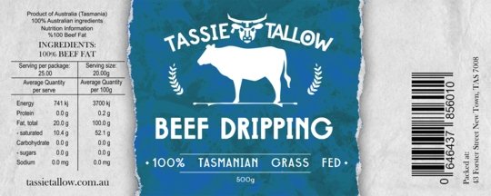 Premium Beef Dripping - Tasmanian Grass Fed - Carnivore Store