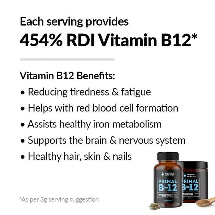Primal B12 Capsules - 120 Capsules - Ancestral Nutrition