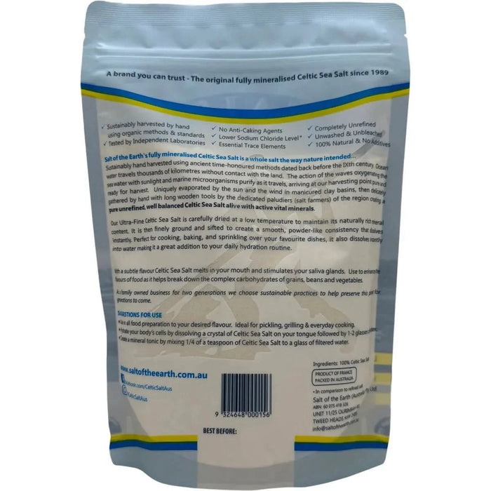 Ultra Fine Ground Celtic Sea Salt - 650g - Salt of the Earth