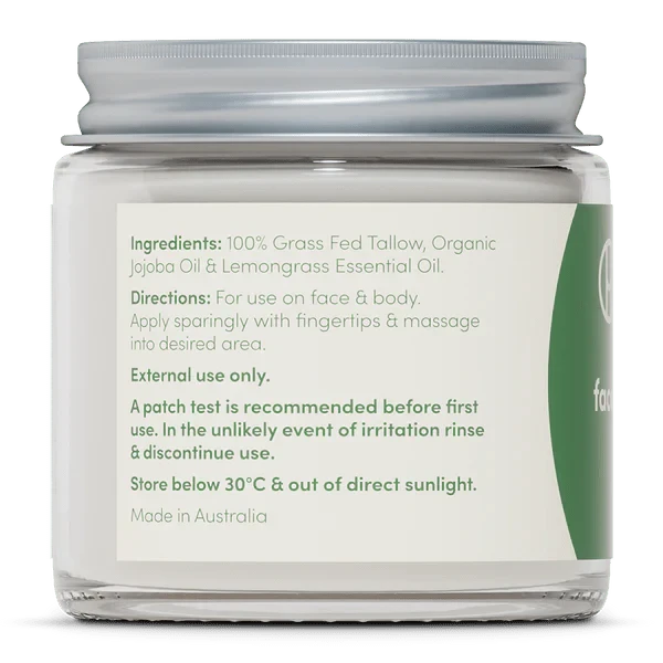 Whipped Tallow - Face And Body Balm - Lemongrass - 80g - Handmaid