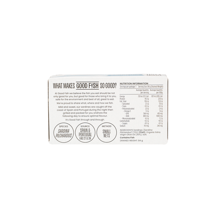 Wild Caught Sardines in Organic Extra Virgin Olive Oil - 120g Can