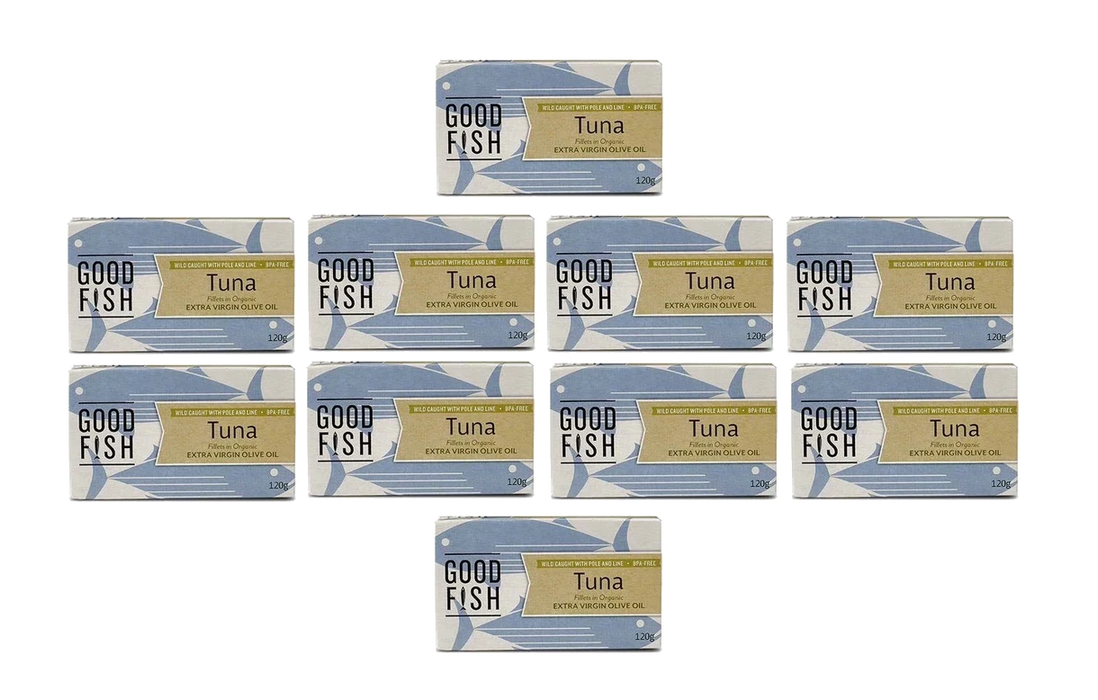 Wild Caught Tuna Fillets in Brine - 120g Can x 10 - Good Fish