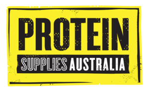 Protein Supplies Australia logo in bold black text on distressed yellow background for Magnesium Glycinate - 100% Pure - 100g product.