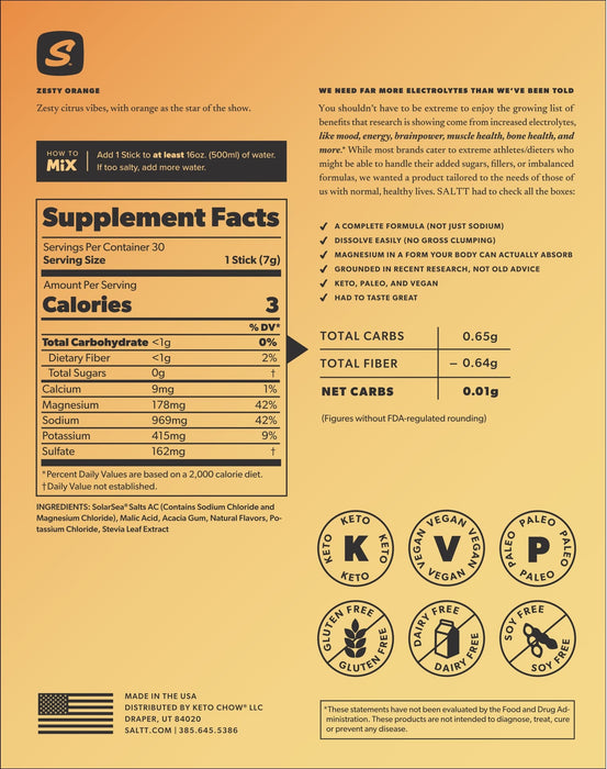 Zesty Orange Electrolyte Drink Mix - 30 Sticks - Carnivore Store