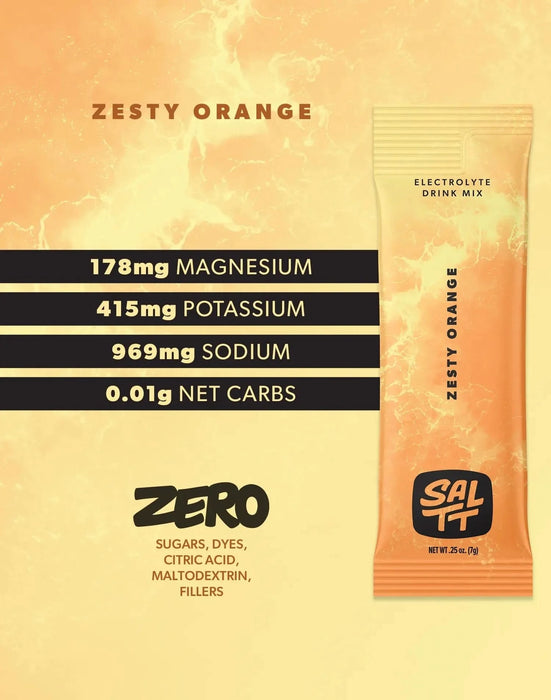 Zesty Orange Electrolyte Drink Mix - 30 Sticks - SALTT