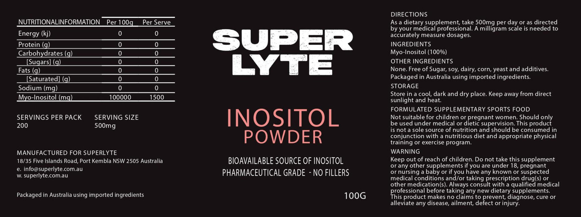 Inositol Powder - 100g - Yo Keto
